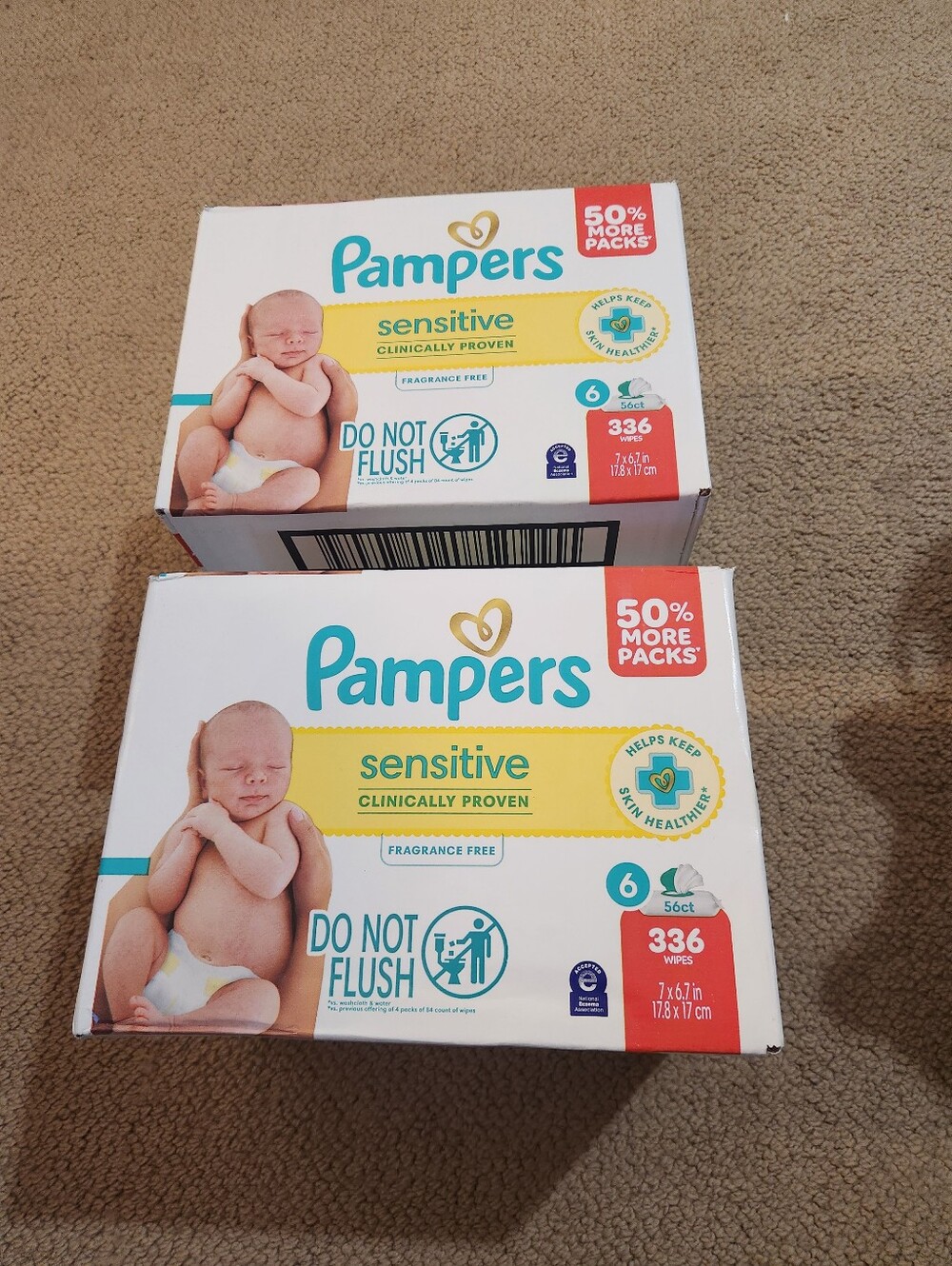 New Boxes of Pampers Sensitive Fragrance Free Baby Wipes 336 Count